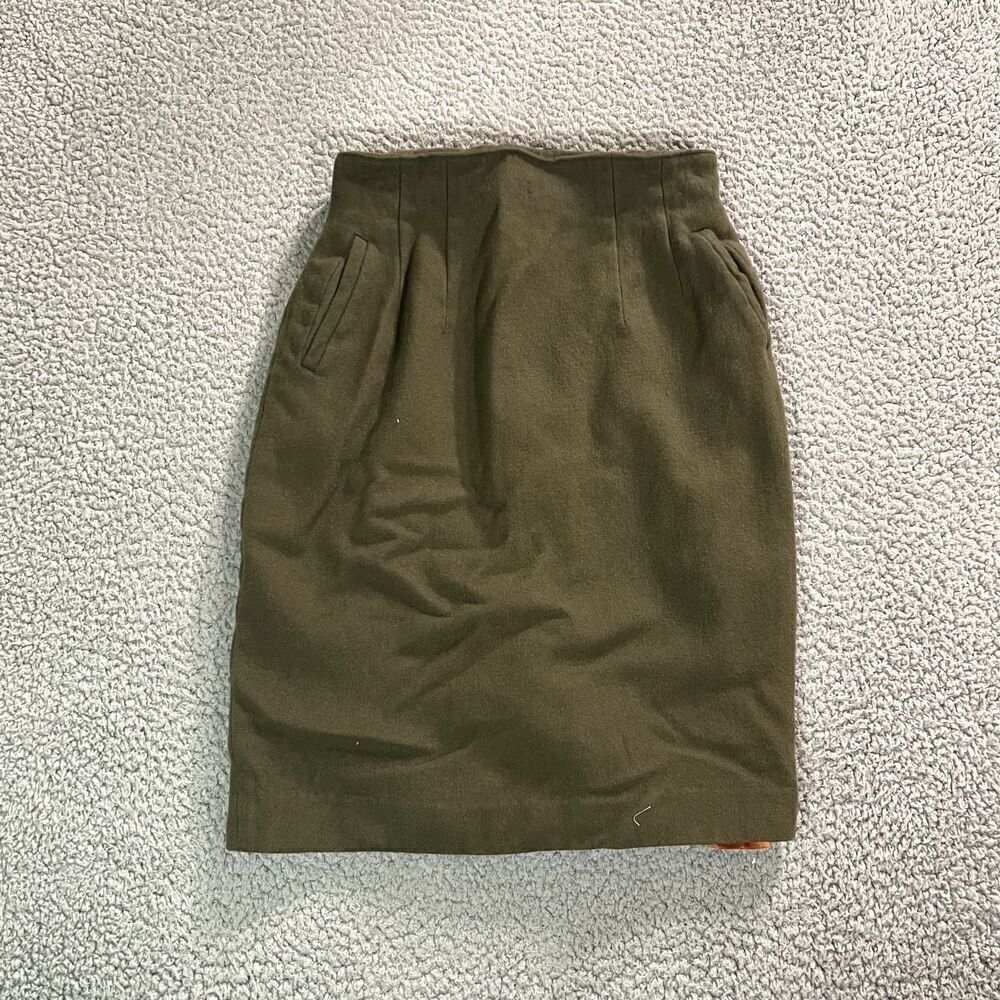 Vintage Collezioni Skirt Women's Straight Green Lined Knee Size 8 waist 28